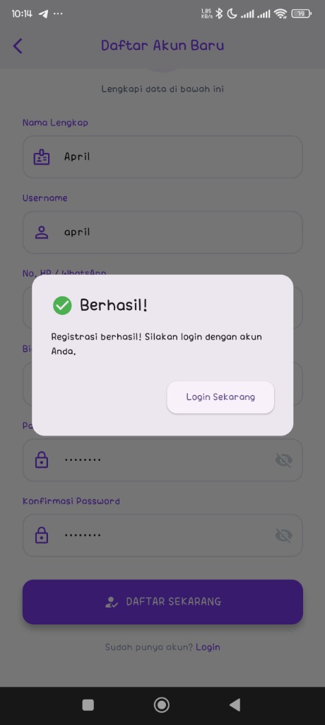 Registrasi Berhasil